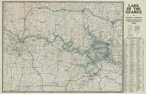 Lake of the Ozarks Original Map dated 1935 Resorts, camps, lodges, clubs and more.