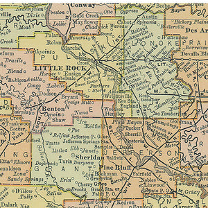 Arkansas Antique Vintage Map 1895