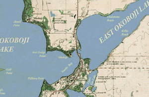 Iowa Great Lakes Old West Style Map