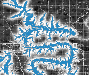 Vintage Lake of the Ozarks Map Brilliant Reverse with Cove Names and Mile Markers.