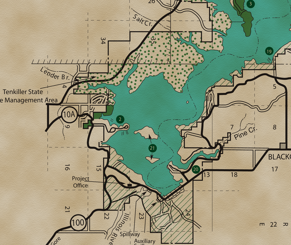 Tenkiller Ferry Lake Classic Map