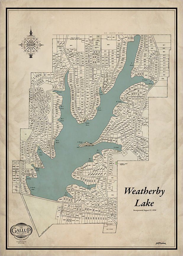 Weatherby Lake Old West Style Map
