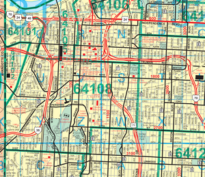 Kansas City Street and Zip Code Wall Map