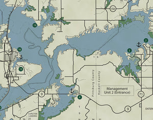 Decorative Eufaula Lake Oklahoma Classic Vintage  Style Map