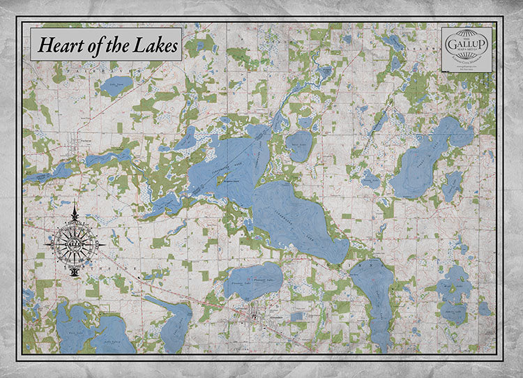 Clearwater Lake Minnesota Classic Gray Map
