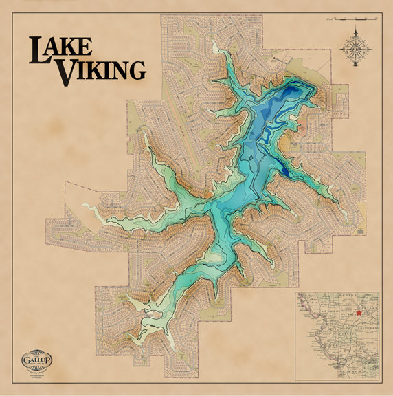 Lake Viking Map Parchment Classic