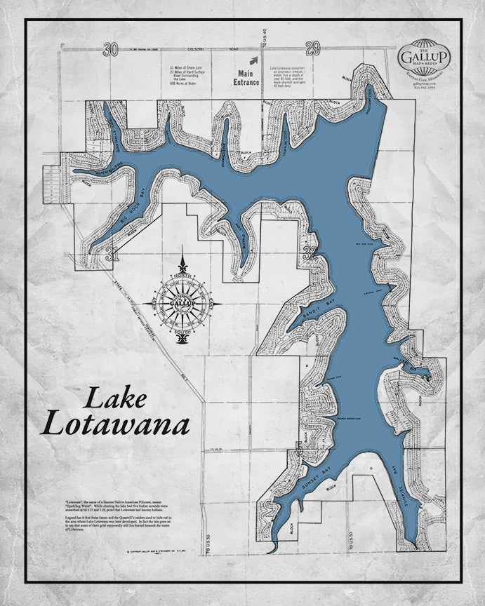 Lake Lotawana Classic Gray Style  Map