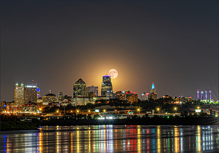 Kansas City Skyline Super Moon