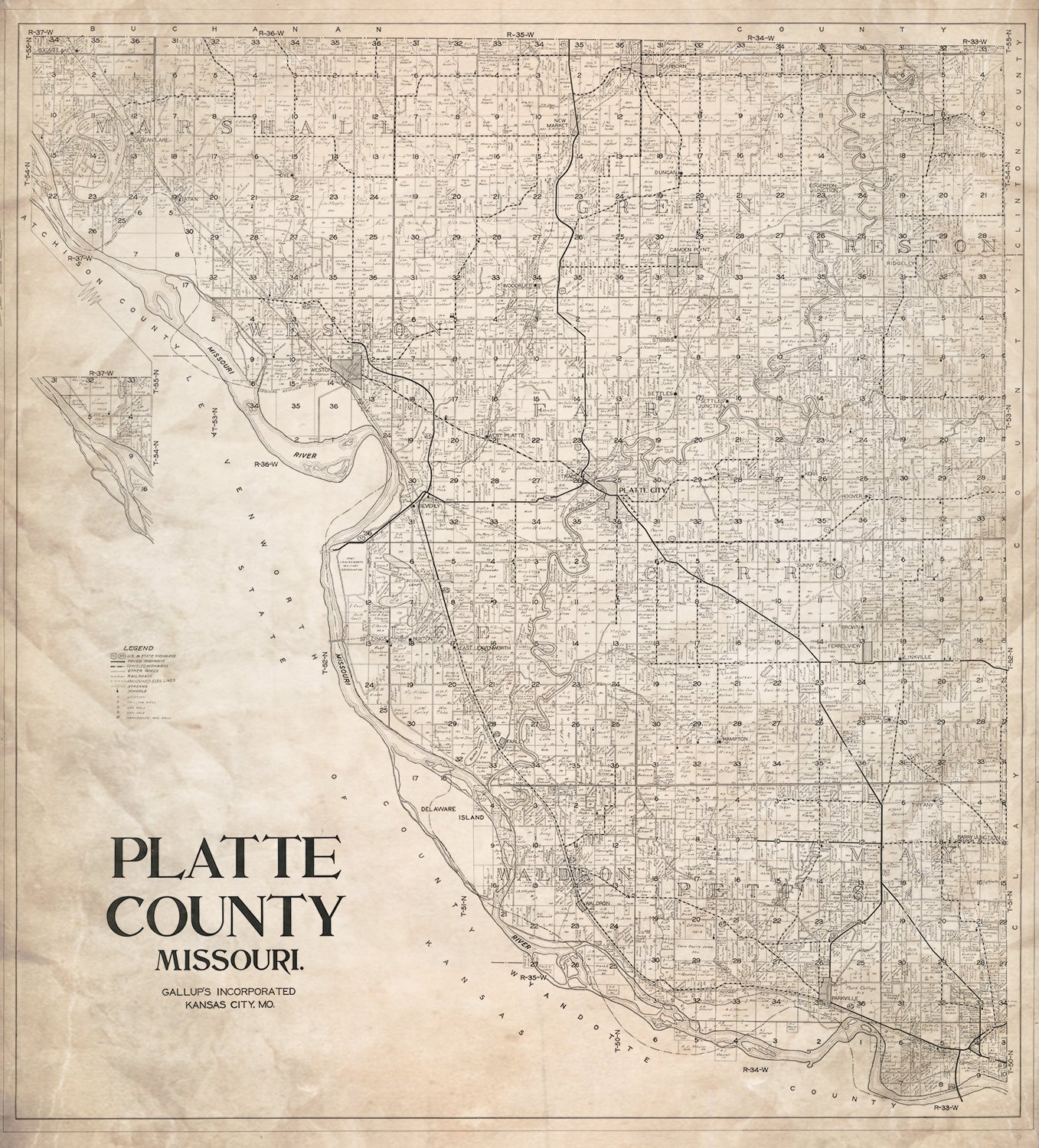 Platte County 1905 Ownership Map