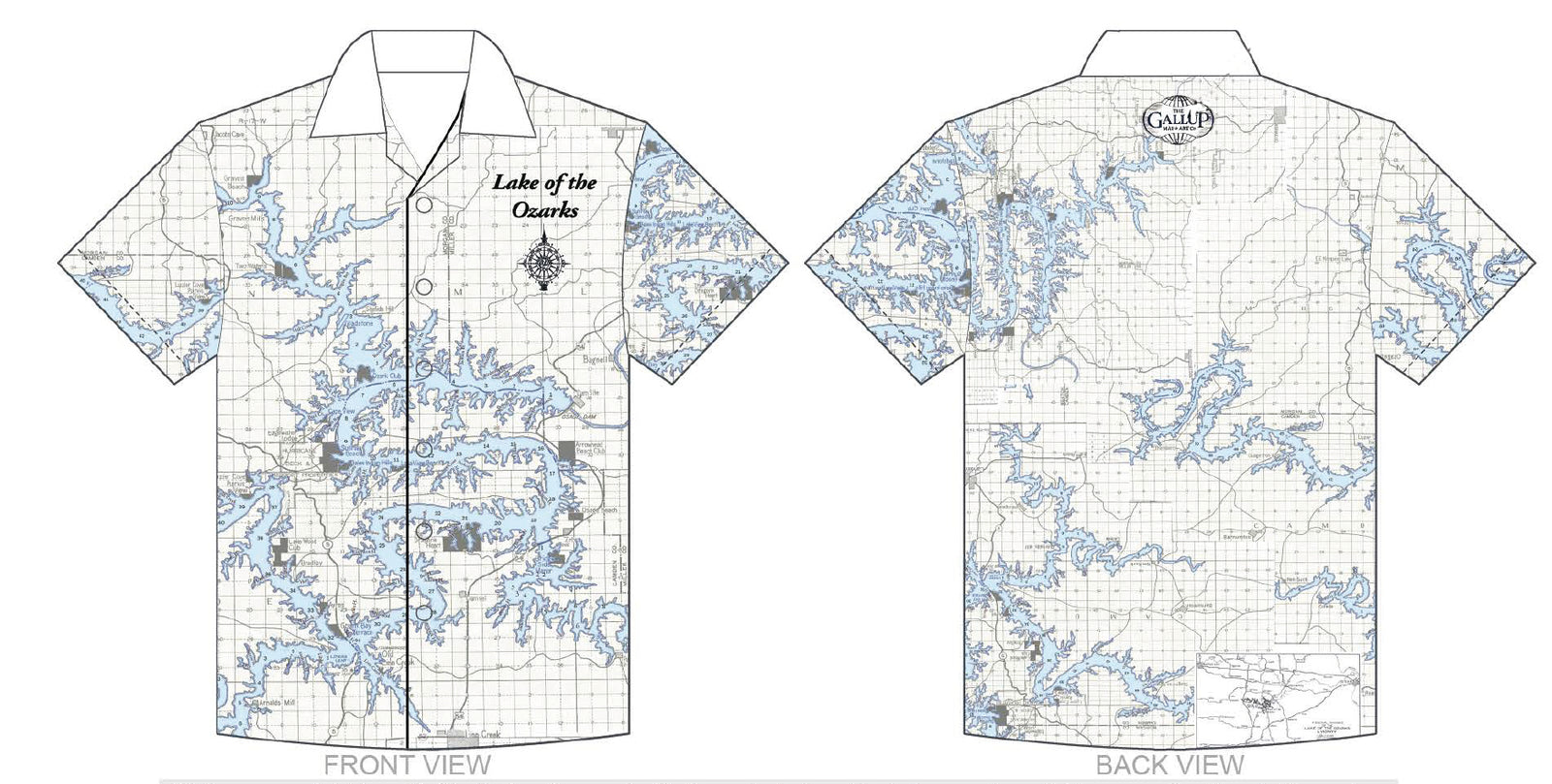 Lake of the Ozarks Button Down Camp Shirt Short Sleeve