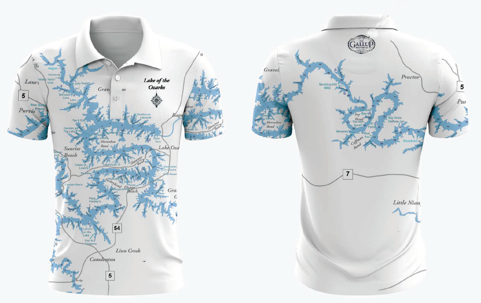 Lake of the Ozarks Elite Polo Shirt SPF Fun On The Water