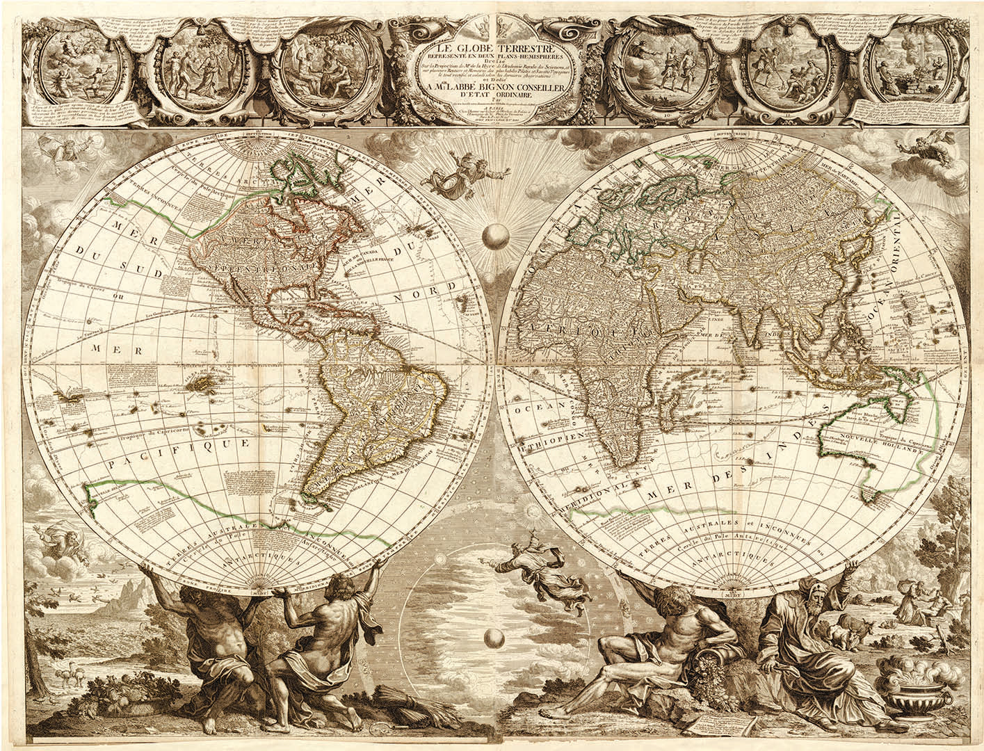 1709 World Map Le Globe Canvas Print
