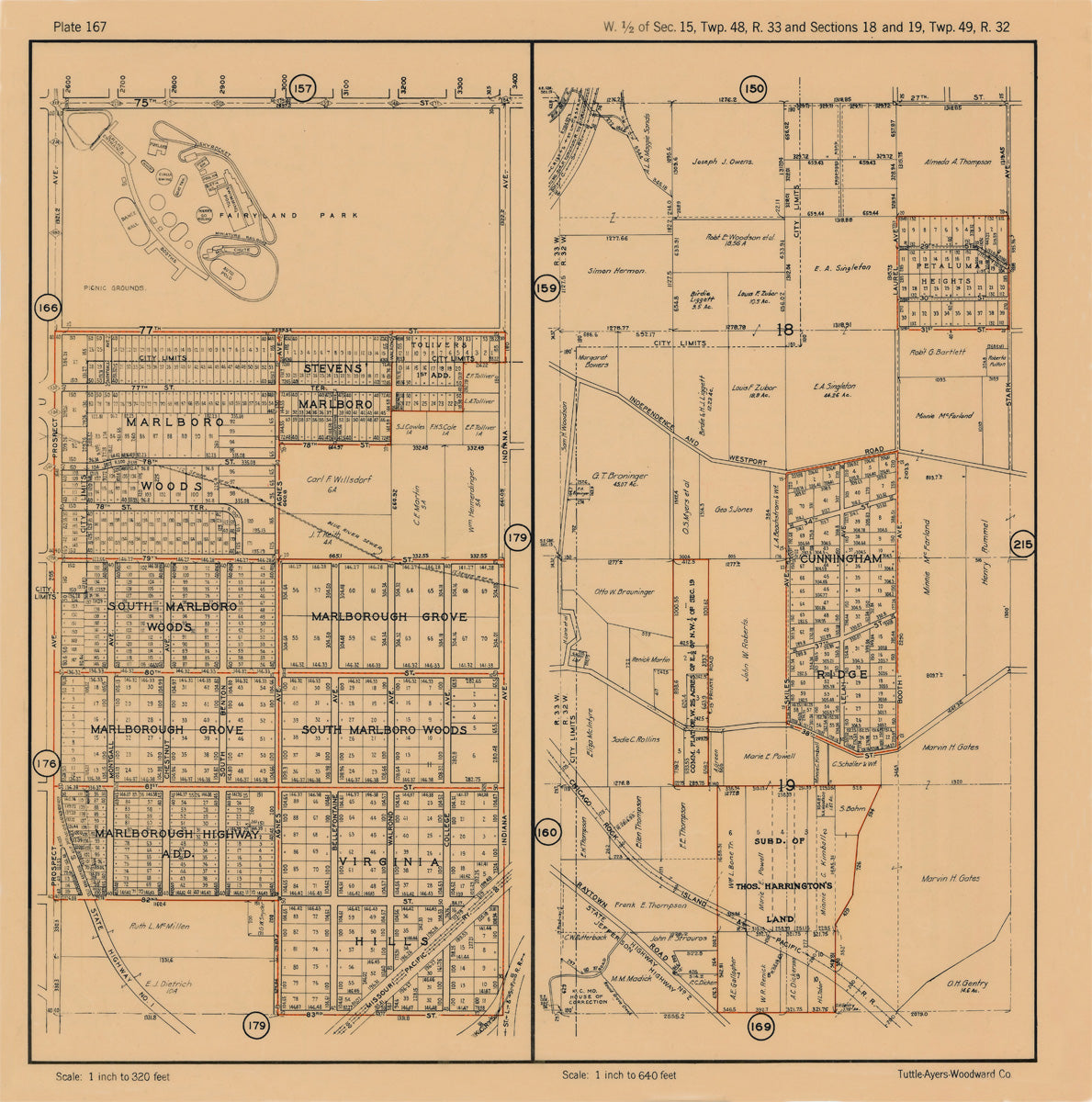 Kansas City 1925 Neighborhood Map - Plate #167 75th-83rd Prospect-Indiana