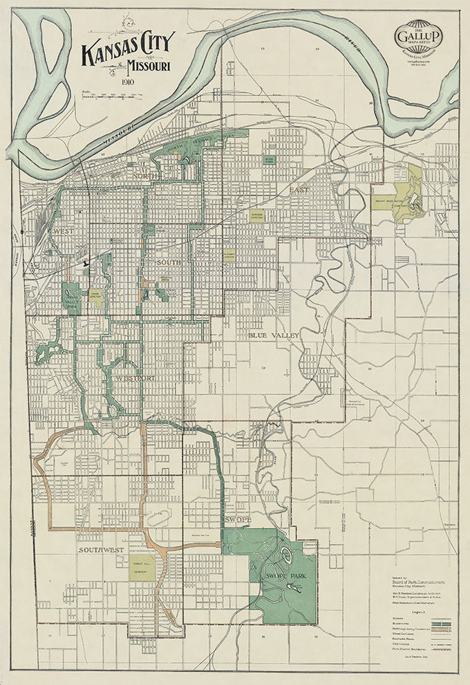 1910 Vintage Kansas City Map