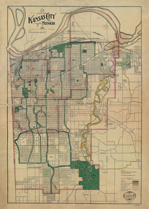 1915 Vintage Kansas City Map with Schools
