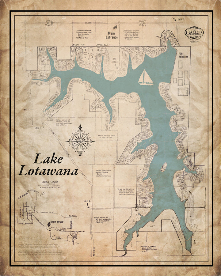Lake Lotawana Old West Style  Map
