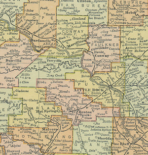 Arkansas 1895 Vinatge Antique Map by Rand McNally