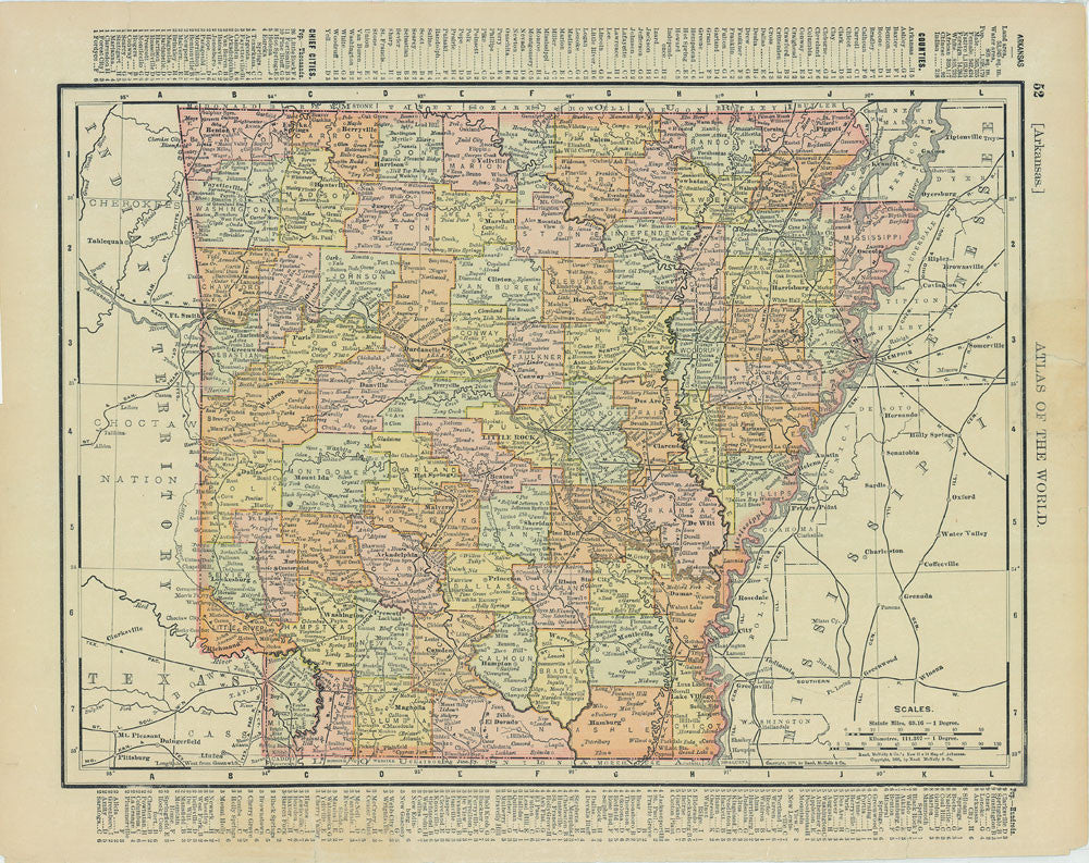 Arkansas Antique Vintage Map 1895