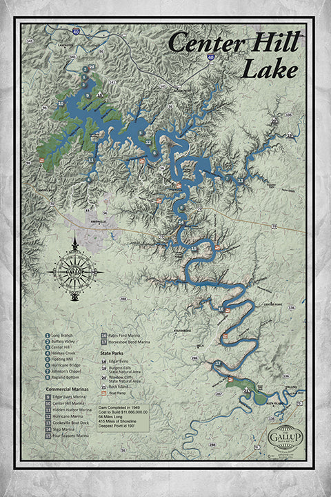 Decorative Vinatge Classic Gray Style Center Hill Lake TN