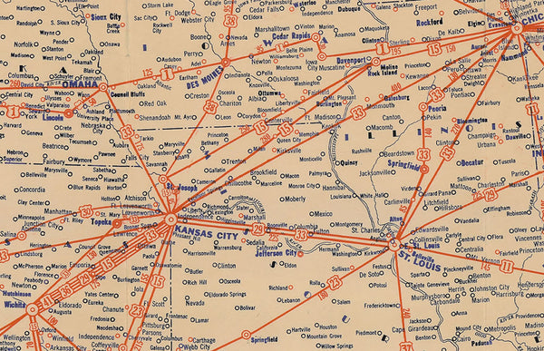 1930s' Vintage Airway Map of the United States Map - Gallup Map