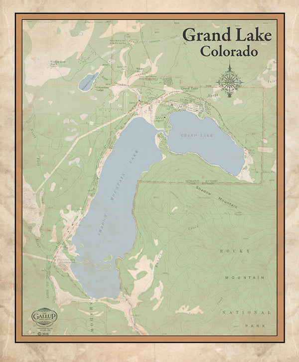 Grand Lake and Shadow Mountain Colorado Classic Map