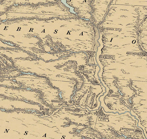Missouri River Valley Antique Map Circa 1940