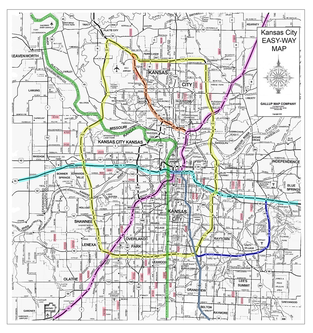 Kansas City Easy-Way Map For New Drivers
