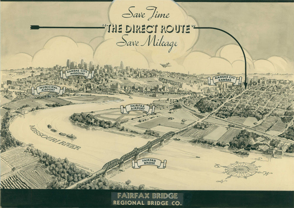 Vintage Kansas City Downtown Art Map