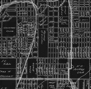 1911 Vintage Kansas City Black Negative Map