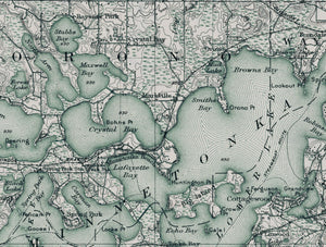 Lake Minnetonka Map Classic Gray with Green Water