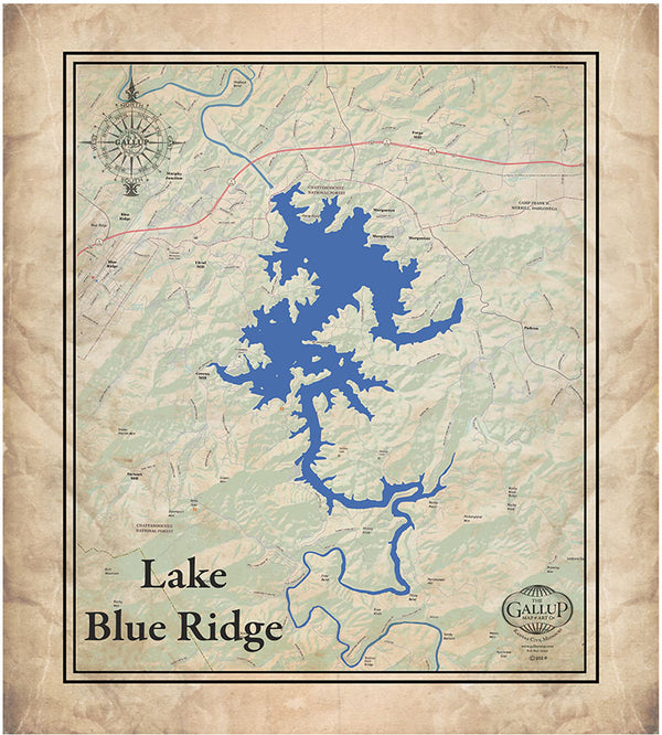 Old West Style Map of Lake Blue Ridge
