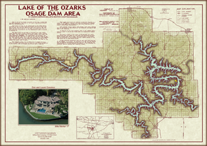 Vintage Lake of the Ozarks Original Map With Mile Markers and Cove Names.