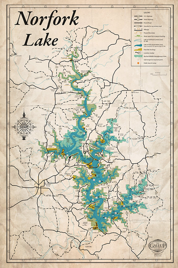 Norfork Lake Arkansas Old West Map
