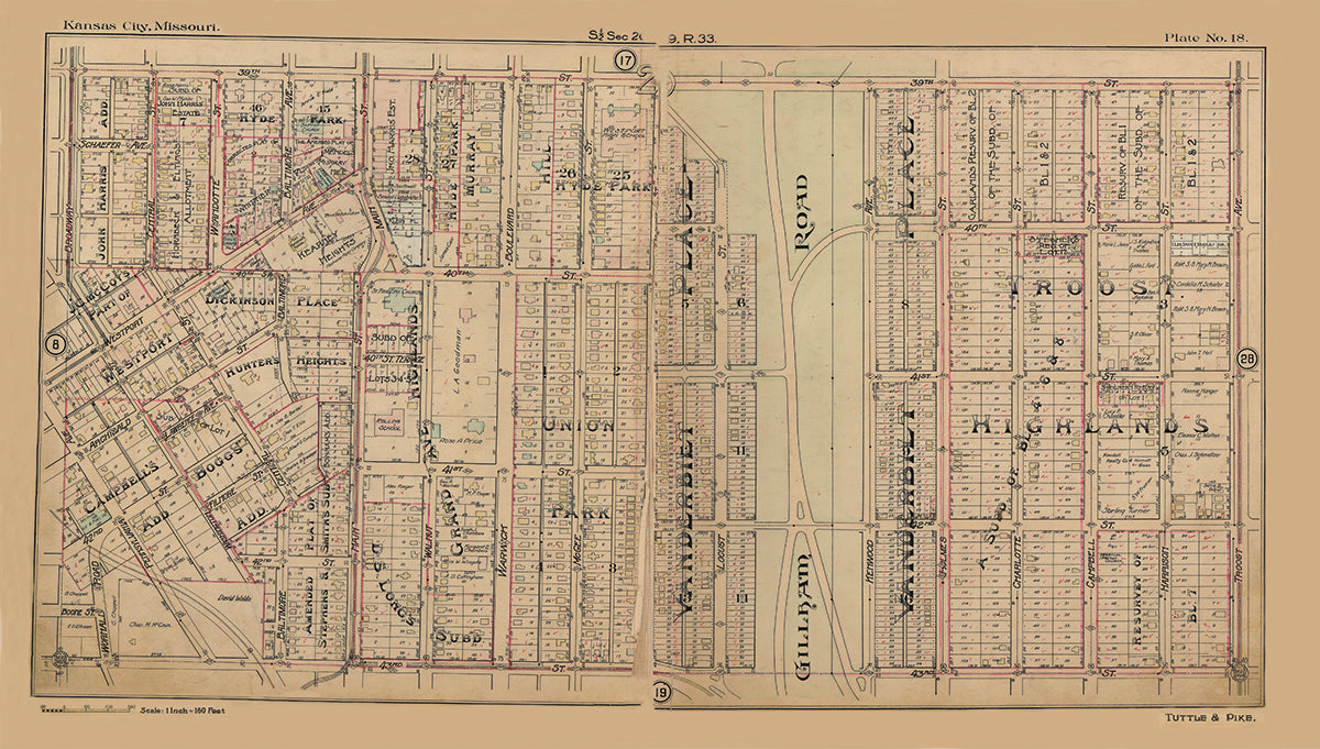 Kansas City Tuttle and Pike 1907 - Plate No. 18 39th-43rd, Broadway-Troost