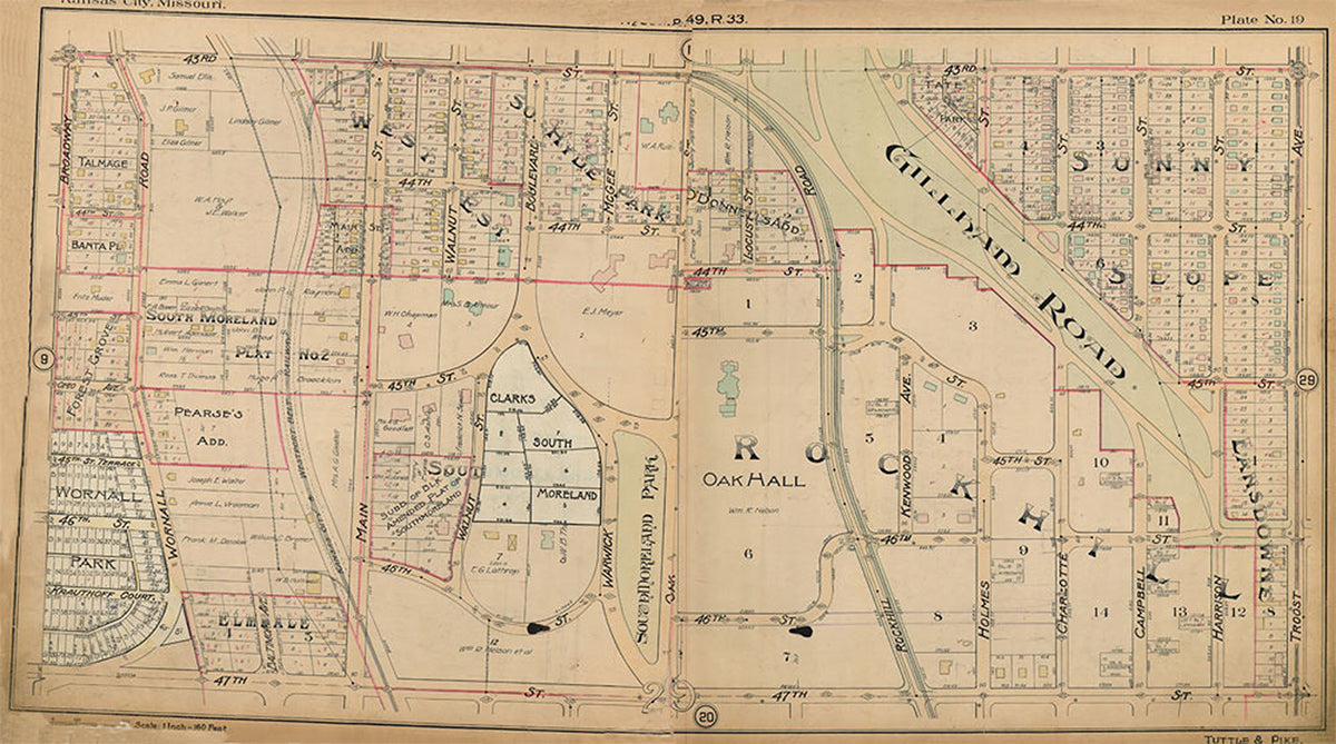 Kansas City Tuttle and Pike 1907 - Plate No. 19 43rd-47th, Broadway-Troost