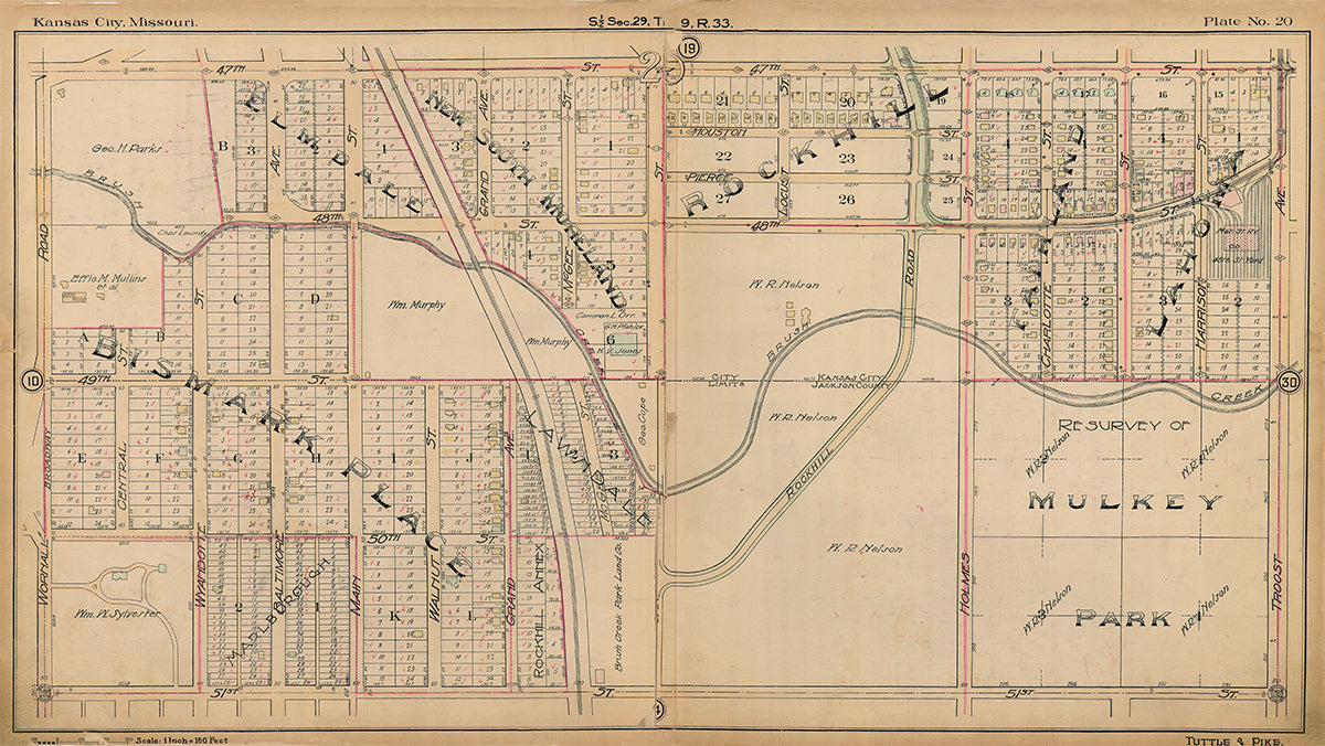 Kansas City Tuttle and Pike 1907 - Plate No. 20 47th-51st, Wornall-Troost