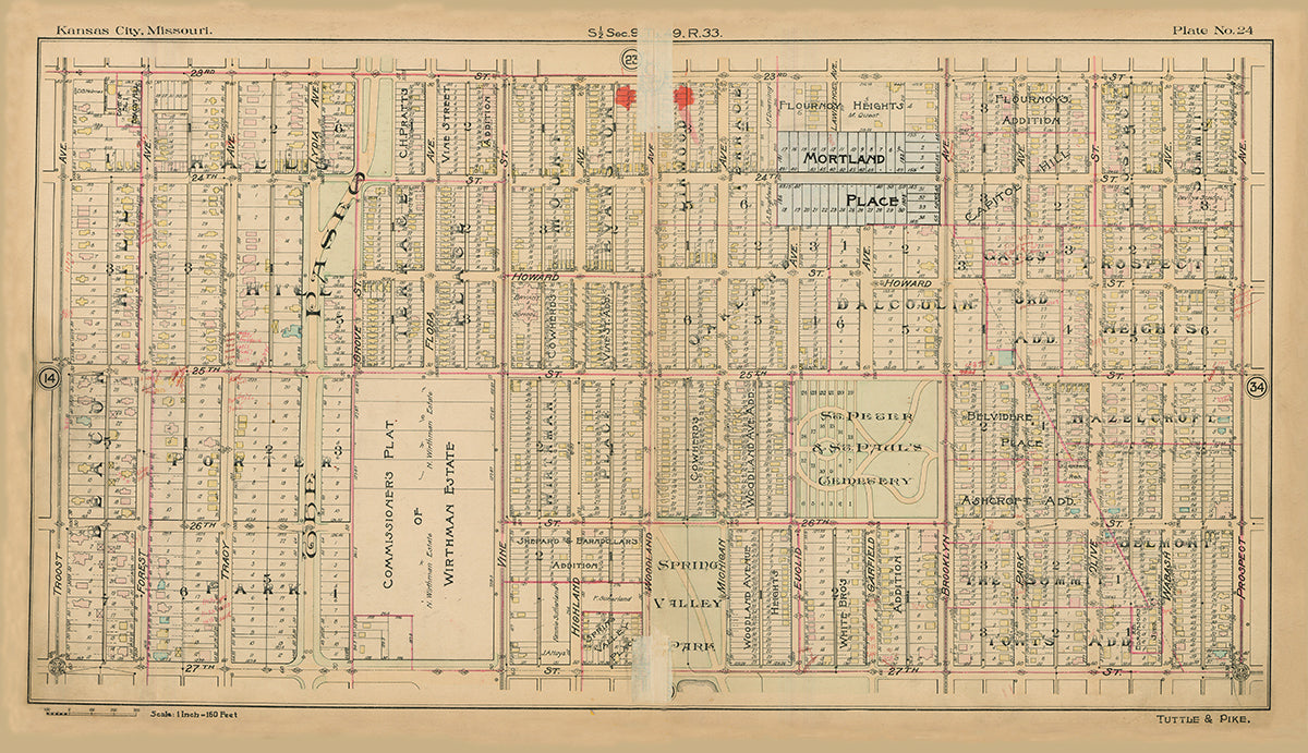Kansas City Tuttle and Pike 1907 - Plate No. 24 23rd -27th, Troost-Prospect