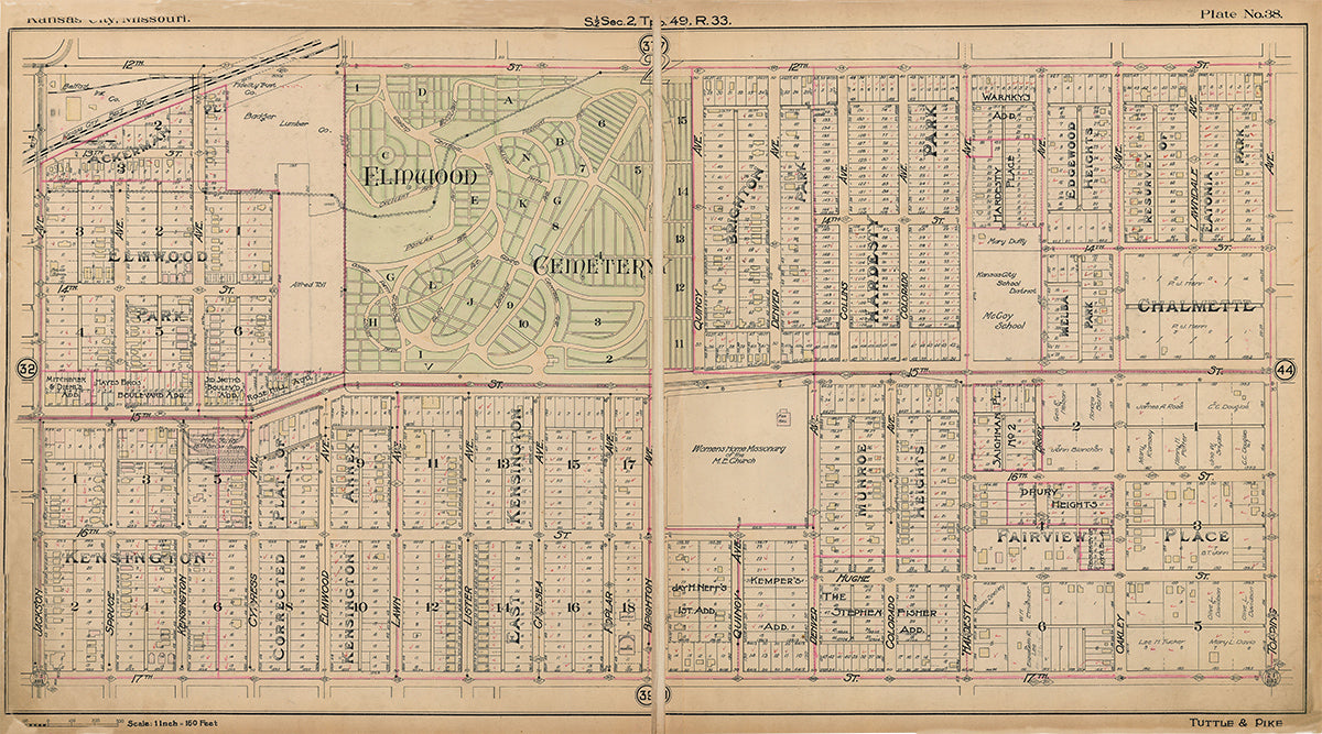 Kansas City Tuttle and Pike 1907 - Plate No. 38 12th-17th, Jackson-Topping