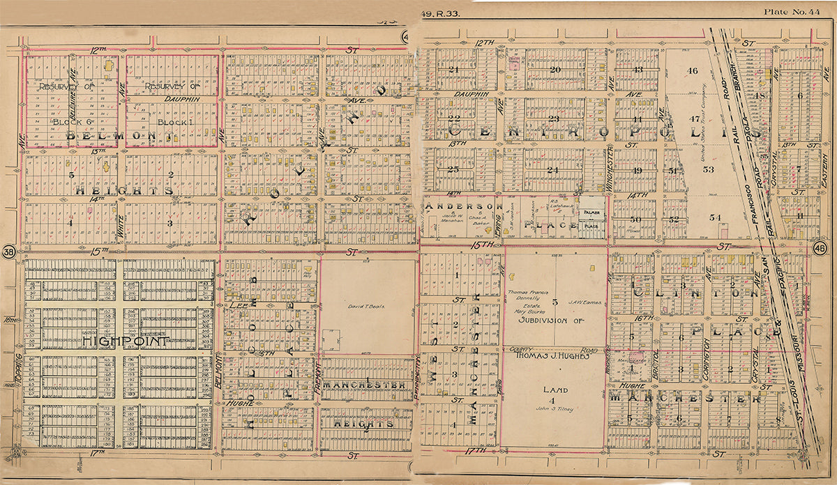 Kansas City Tuttle and Pike 1907 - Plate No. 44 12th-17th, Topping-Eastern