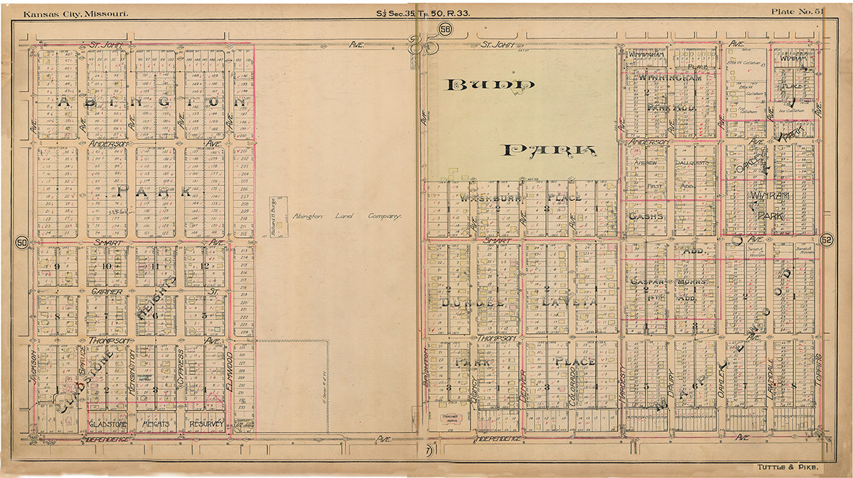 Kansas City Tuttle and Pike 1907 - Plate No. 51 St. John-Independence, Jackson-Topping