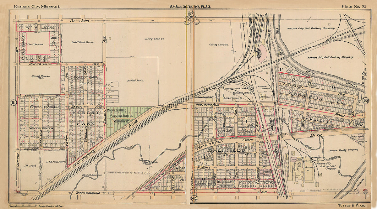 Kansas City Tuttle and Pike 1907 - Plate No. 52 St. John-Independence, Topping-Crystal