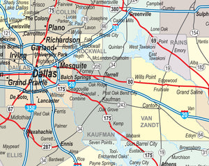 Texas Laminated Wall Map County and Town map With Highways