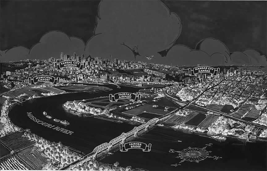 Fairfax Bridge Inverse Watercolor Map