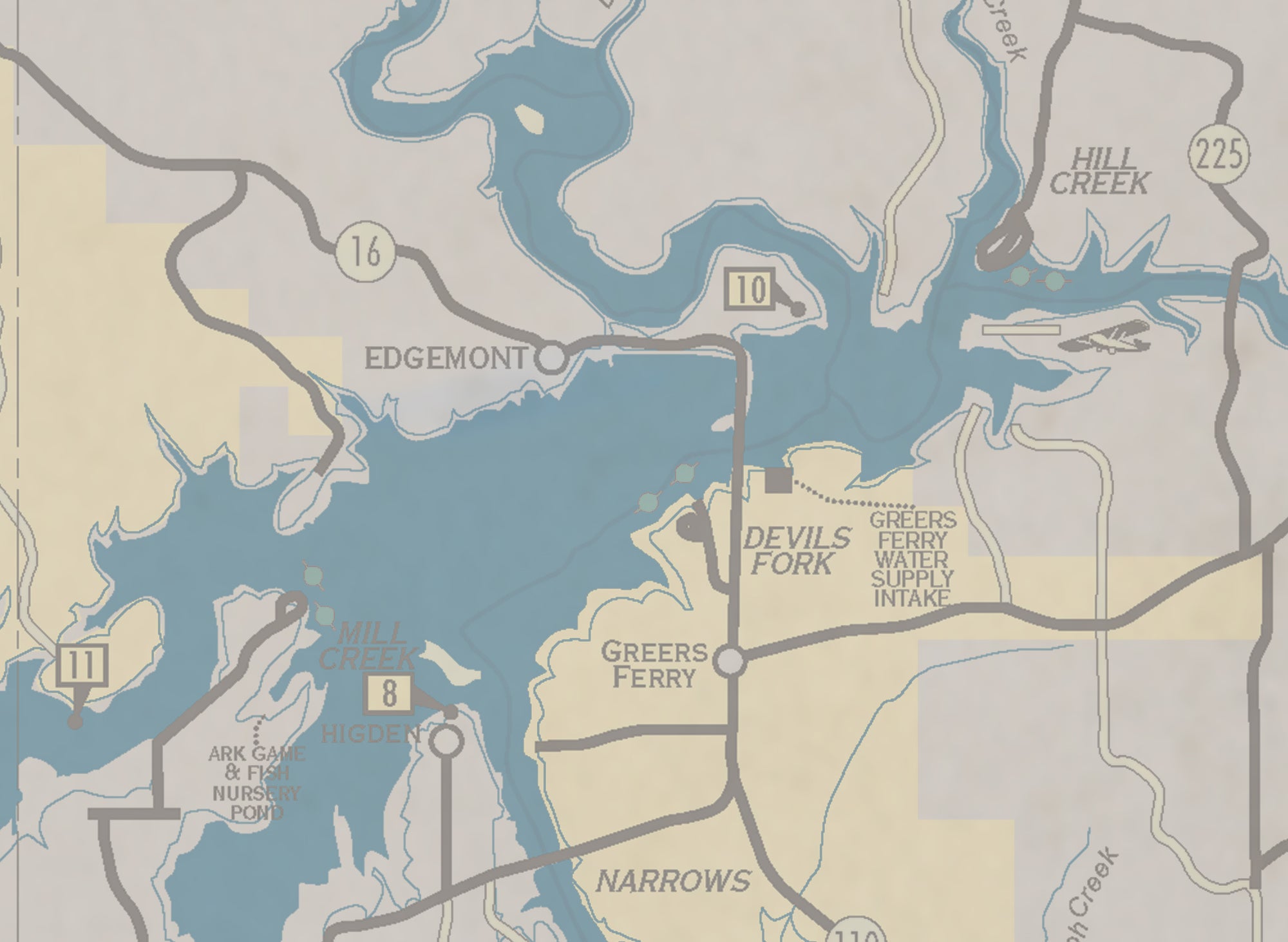 Greers Ferry Lake Detailed Map