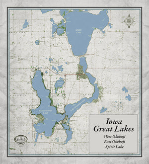 Iowa Great Lakes Classic Gray Style Map