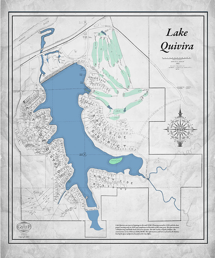 Lake Quivira Classic Gray Map with Golf Course