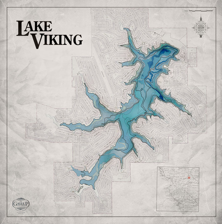 Lake Viking Map Classic Gray