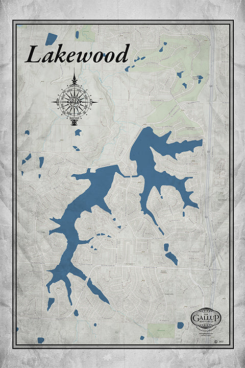 Lakewood Missouri Classic Gray Vintage Style Canvas Map