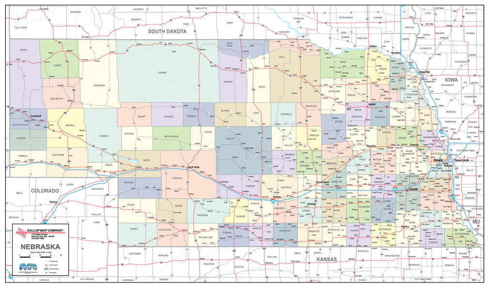 Iowa Laminated Wall Map County and Town map With Highways