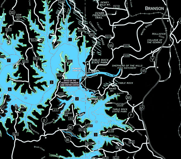 Table Rock Lake Brilliant Reverse Gallup Map